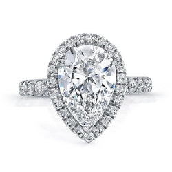 Pear Cut Halo Diamond Ring 3.75 Carats Jewelry