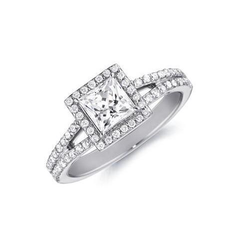 Gorgeous Princess And Round Cut 2.80 Ct Diamonds Ring 14K White Gold Ring