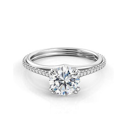 Gorgeous Round Brilliant 4 Carats Diamond Solitaire Ring With Accent
