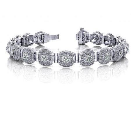 Gorgeous Round Cut 10.50 Carats Diamonds Link Bracelet White Gold 14K Tennis Bracelet