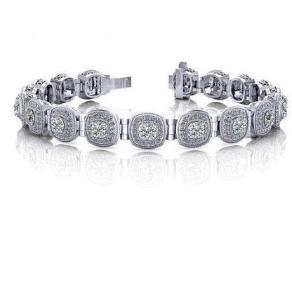 Gorgeous Round Cut 10.50 Carats Diamonds Link Bracelet White Gold 14K Tennis Bracelet