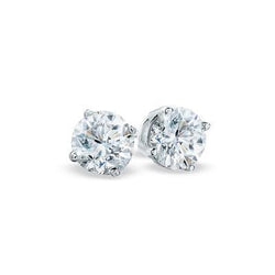 Gorgeous Round Cut 2 Ct Natural Earth Mined Diamonds Lady Studs Earrings 14K White Gold