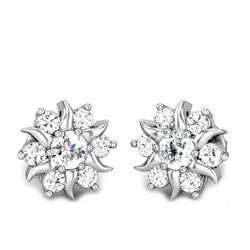 Gorgeous Round Cut 3.40 Ct Diamonds Flower Style Studs Halo Earrings