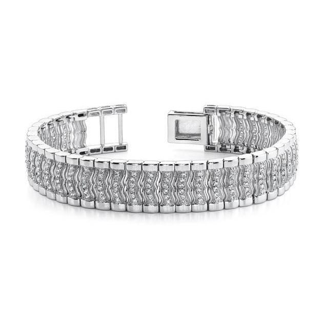 Gorgeous Round Cut Diamond Mens Bracelet White Gold 14K 10.80 Carats Mens Bracelet