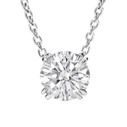 Gorgeous Round Cut Diamond Solitaire Slide Pendant White Gold 3 Carats