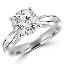 Round Cut Solitaire Diamond Wedding Ring 2.25 Carats White Gold 14K