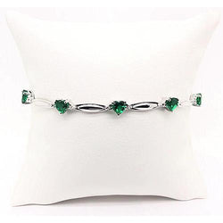 Green Emerald Heart Shape Diamond Bracelet 9.54 Carats Jewelry