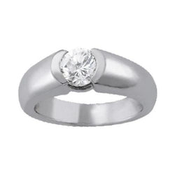 Half Bezel Diamond Solitaire Ring 0.75 Carats Jewelry