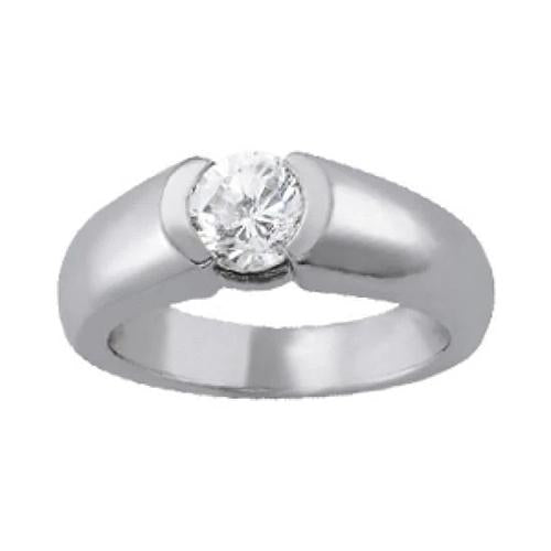 Half Bezel  Antique Fancy Lady’s  Style White Elegant Gold Diamond Solitaire Ring 