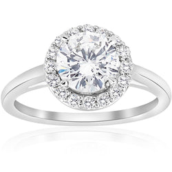 Natural  Halo Diamond Engagement Ring 2.50 Carats White Gold 14K
