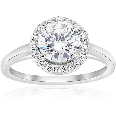 Halo Diamond Engagement Ring 2.5 Carats White Gold Halo Ring