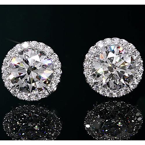 Halo Diamond Studs 2 Carats Halo Stud Earrings