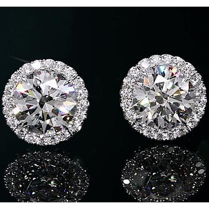 Halo Diamond Studs 2 Carats Halo Stud Earrings