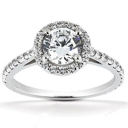 Natural  Halo Diamond Women Engagement Ring White Gold 1.66 Carats