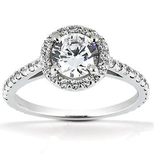 Halo Diamond Women Engagement Ring White Gold 1.66 Carat Halo Ring