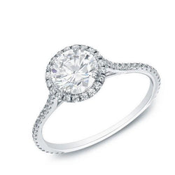 Halo Engagement Ring 3.25 Carats Round Diamond Gold White 14K