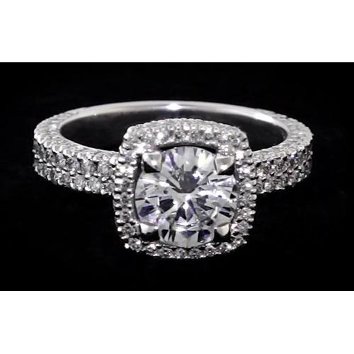 Halo Engagement Ring Pave Setting Round Diamond 3.50 Carats Halo Ring
