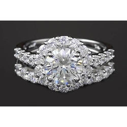 Halo Parallel Double Shank Ring 1.80 Carats