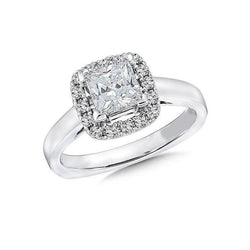 Halo Princess & Round 2.30 Carats Natural Earth Mined Diamond Ring White Gold 14K