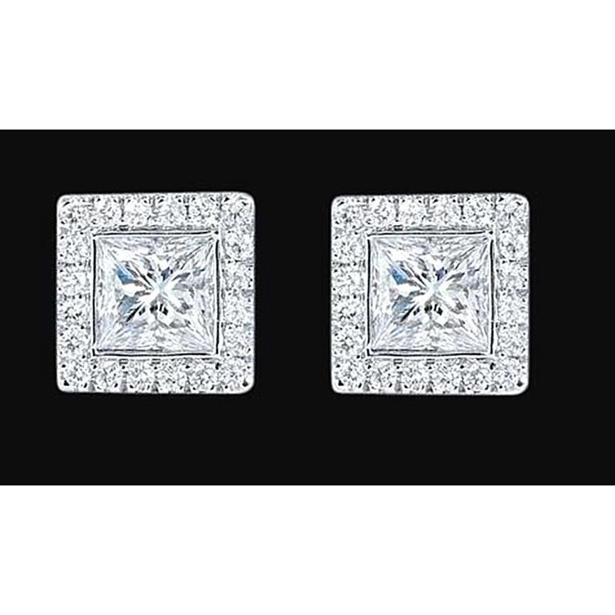 Halo Princess Diamond Stud Earring  Jewelry New Halo Stud Earrings