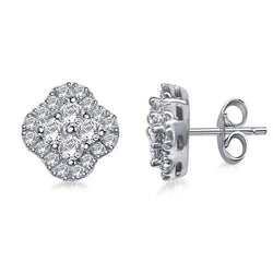 Halo Round Diamond Stud Earring White Gold 14K Jewelry 3.25 Carats
