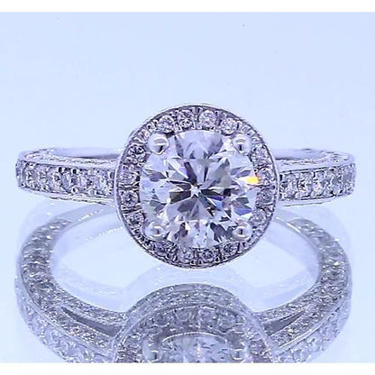 Halo Set Round Diamond Anniversary Ring 4 Carats Halo Ring
