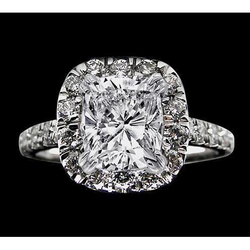 Halo Setting Cushion Center Diamond 4.8 Ct. Ring Halo Ring