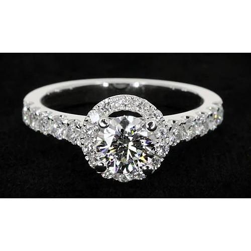 Halo Setting Round Diamond 4 Prong Engagement Ring Womens’ Jewelry Halo Ring