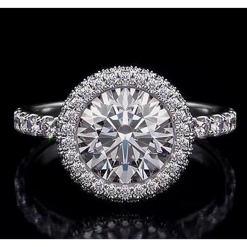 Halo Style Round Diamond Engagement Ring White Gold 14K Halo Ring