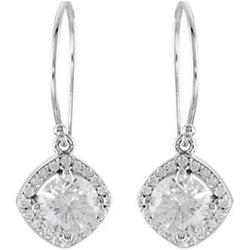 Halo-Styled Dangle Diamond Earrings 3.12 Carats 14K White Gold