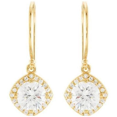 Halo-Styled Dangle Earrings 2.50 Carats 14K Yellow Gold Dangle Earrings
