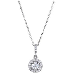 Halo-Styled Diamond Pendant Or Necklace 1.16 Carats 14K White Gold