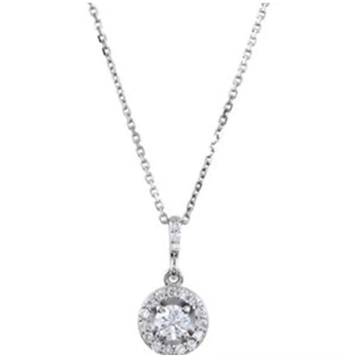 Halo-Styled Diamond Pendant Or Necklace 1.50 Carats 14K White Gold Pendant