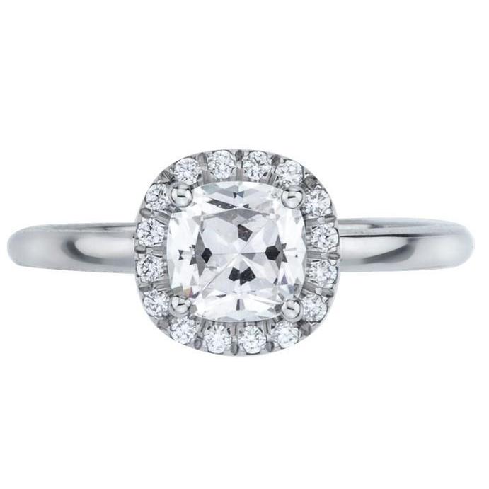 Halo White Gold Cushion And Round Cut 2.30 Ct Diamonds Anniversary Ring Halo Ring