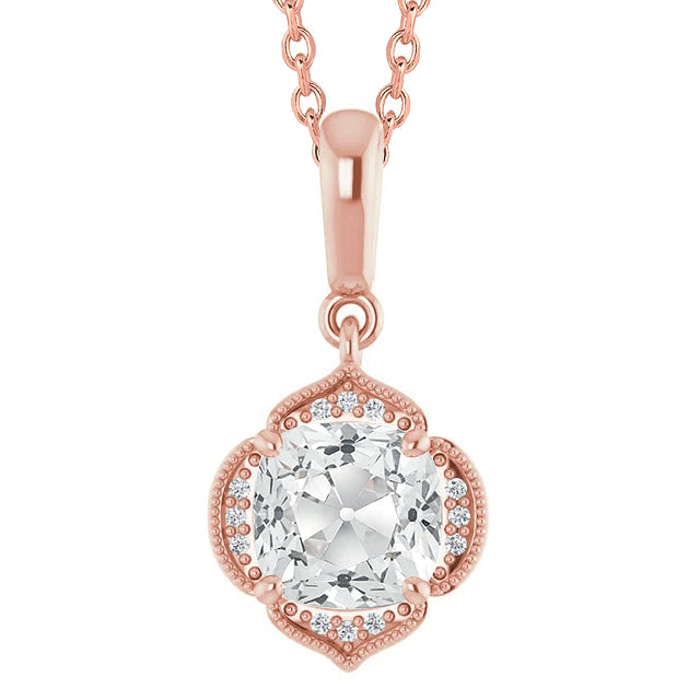 Halo Cushion Old Cut Diamond Pendant