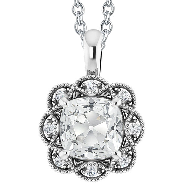 Halo Old Mine Cut Diamond Slide Pendant