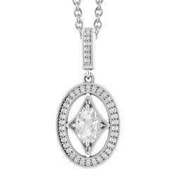 Halo Oval Old Miner Natural Earth Mined Diamond Pendant 3.50 Carats Slide Vintage Style