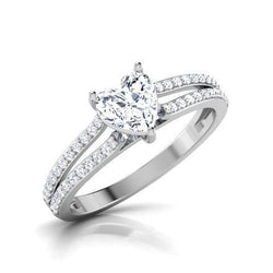 Heart And Round Cut 3.30 Carats Diamond Engagement Ring White Gold 14K