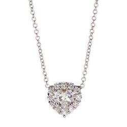 Heart And Round Diamond Ladies Necklace Solid White Gold Jewelry 5 Ct