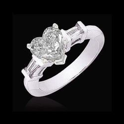 Heart & Baguette Diamonds Ring Women 3 Stone Jewelry 2 Carat