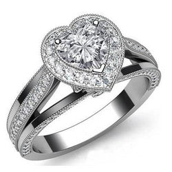 Natural  Heart Diamond Engagement Ring 6 Carats White Gold Fine Jewelry