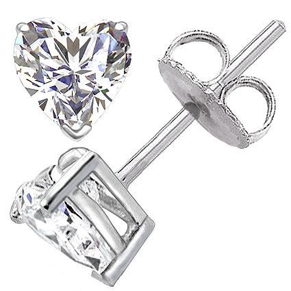 Heart Cut Diamond Prong Setting Stud Earrings