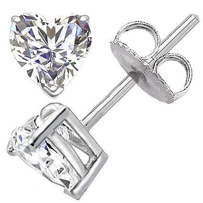 Heart Cut Diamond Prong Setting Stud Earrings