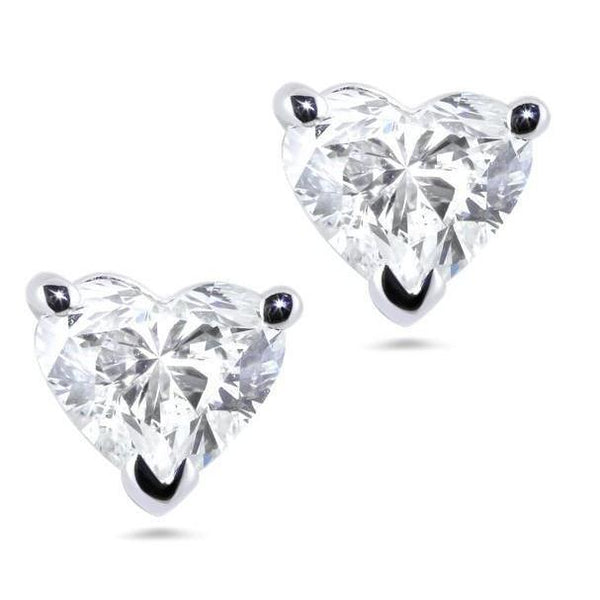 Heart Cut Sparkling Half bazel fancy Engagement White Gold Diamond Stud Earrings