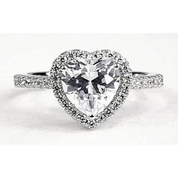 Heart Diamond Halo Ring 2.40 Carats White Gold