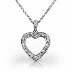 Heart Pendant Necklace 3.10 Ct Round Brilliant Cut Diamonds White Gold