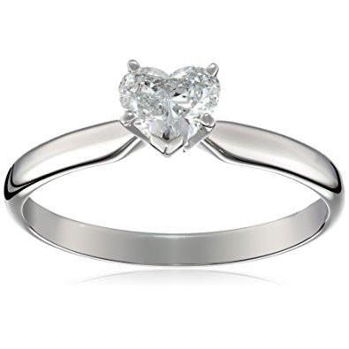 Fancy Heart Shape D  Solitaire Diamond Engagement Ring White Gold Solitaire Ring