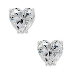 Heart Shape Diamonds Stud Earrings 3.50 Ct White Gold 14K