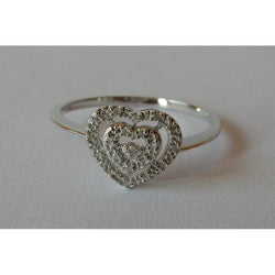 Natural  Heart Shape Double Row Diamonds Halo Ring 0.50 Carats White Gold 14K