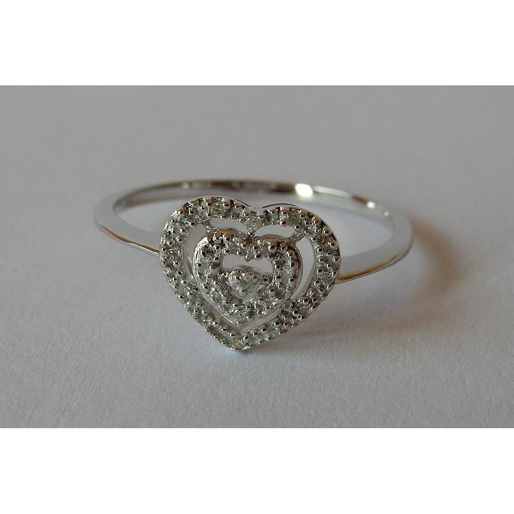 Heart Shape Double Row Diamonds Ring Halo White Gold 0.50 Carats Halo Ring